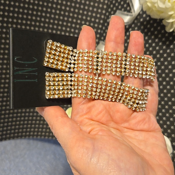 INC Crystal Rhinestone Long Dangle Bling Earrings NWT - Picture 10 of 10